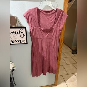 Horny Toad Womens A Line Dress Stretch Square Neck Cap Sleeve Small Rose Pink